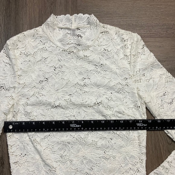 Intimissimi Lace Mock Neck Long Sleeve Bodysuit Womens Medium Ivory Coquette - Picture 5 of 6